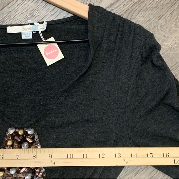 BODEN Dress Women’s 4 Gray Midi V-Neck Tie Back Long Sleeve Empire Waist. NWT - Picture 9 of 13